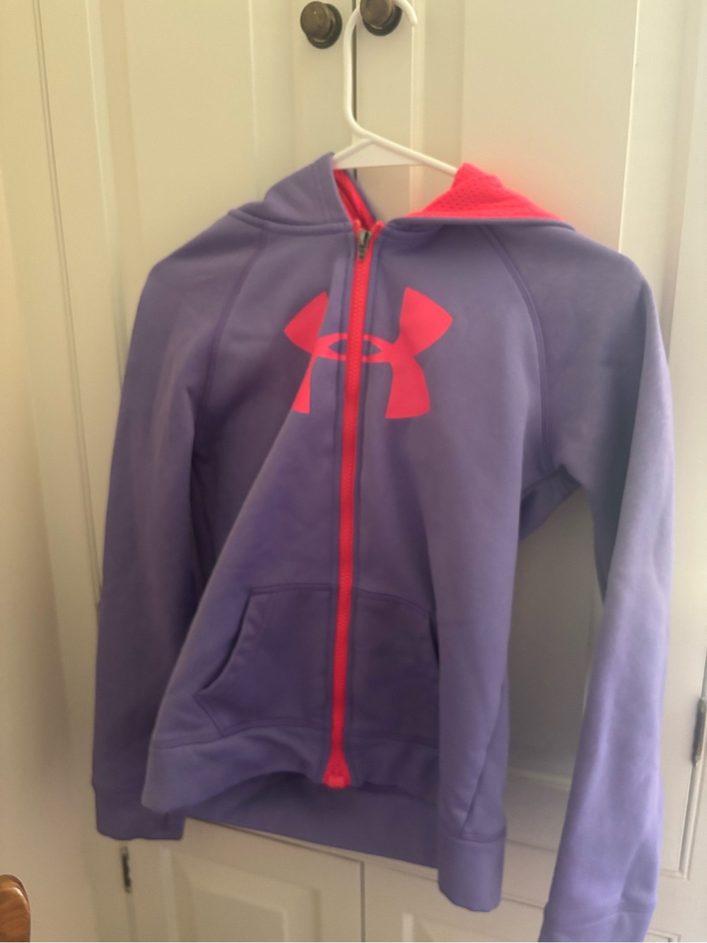 Under Armour Purple Hoodie with Hot Pink Logo & Trim